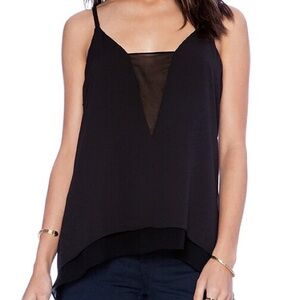 BCBG black cami tank with sheer slit